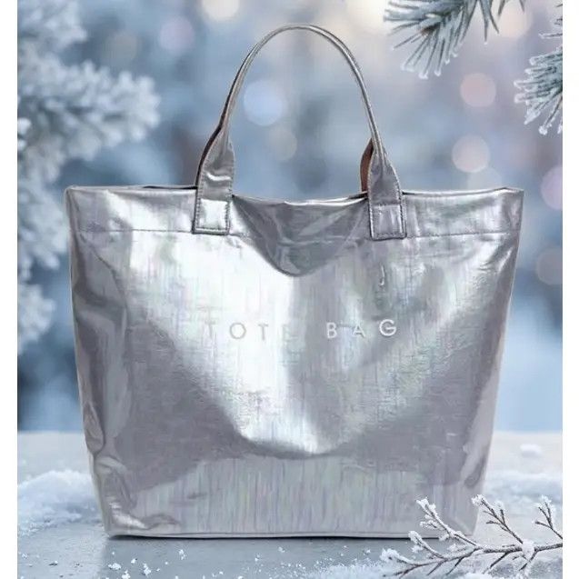 Silver Iridescent Vinyl Tote Bag