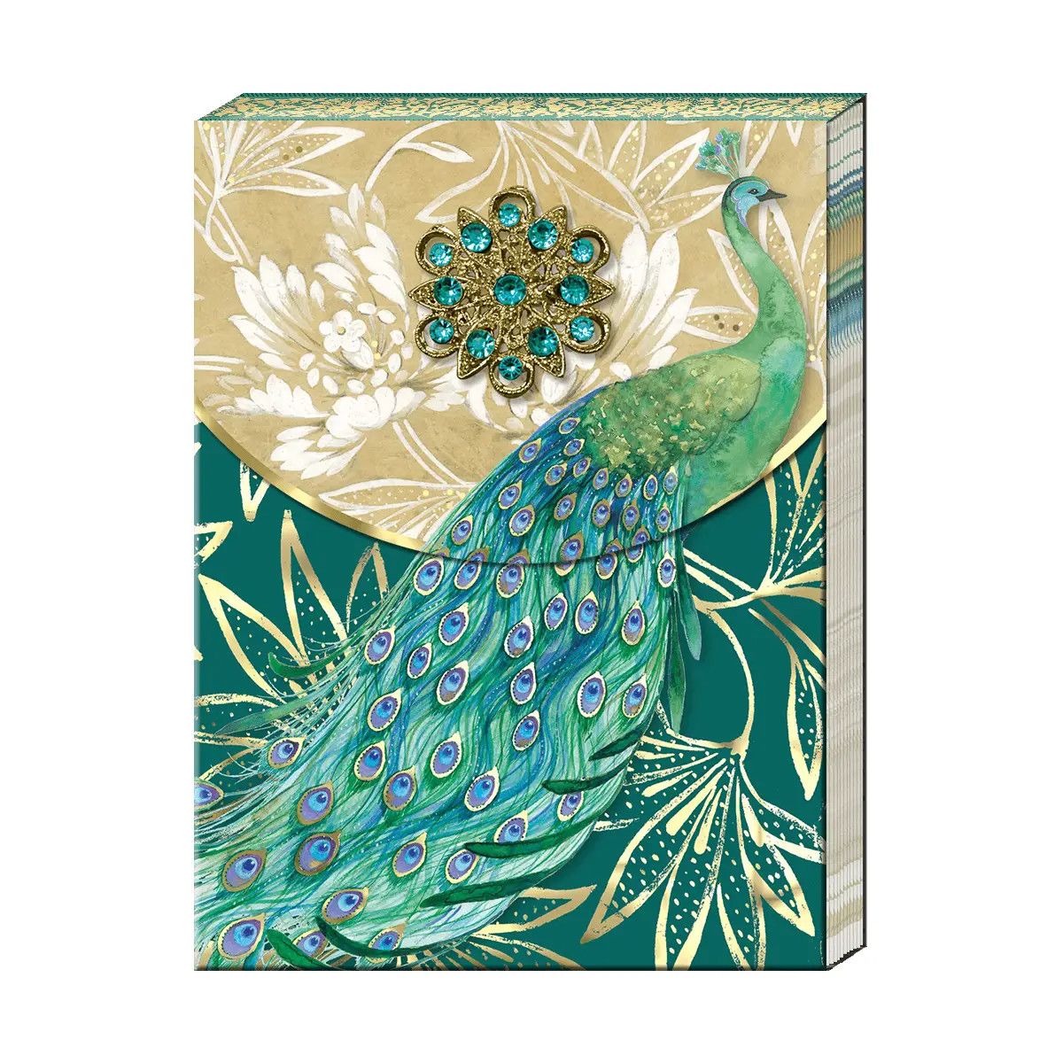 Emerald Peacock Brooch Notepad