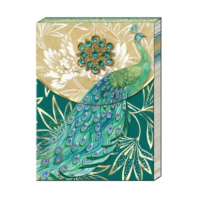 Emerald Peacock Brooch Notepad