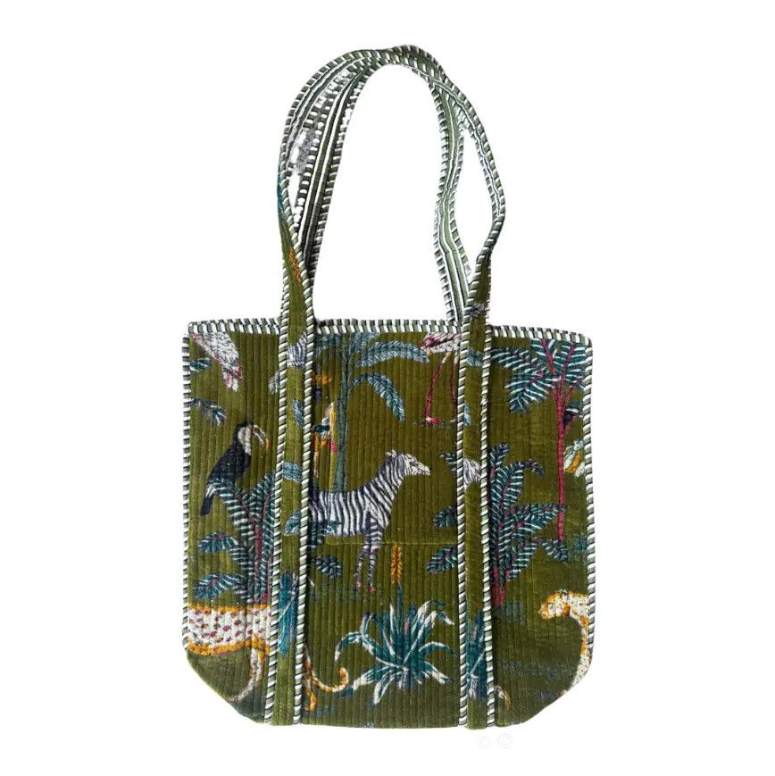 Go Wild Green Velvet Tote Bag