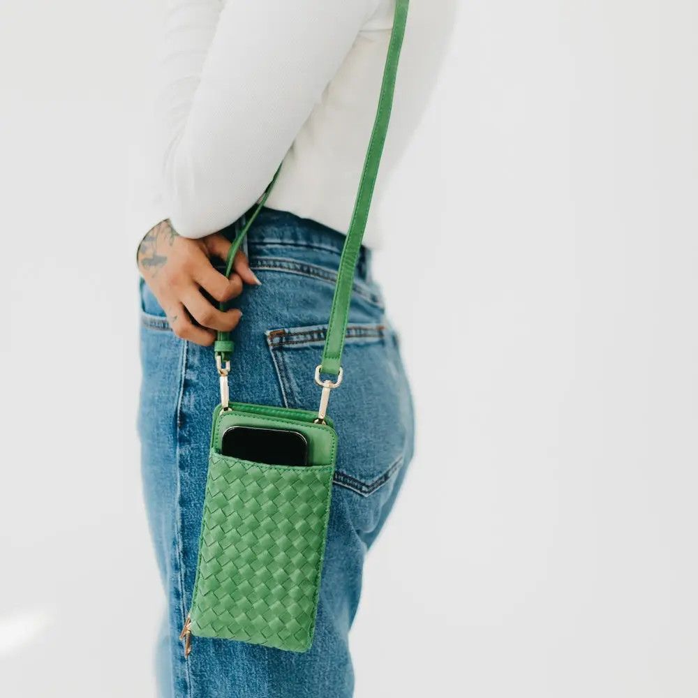 Woven Phone Bag-Emerald
