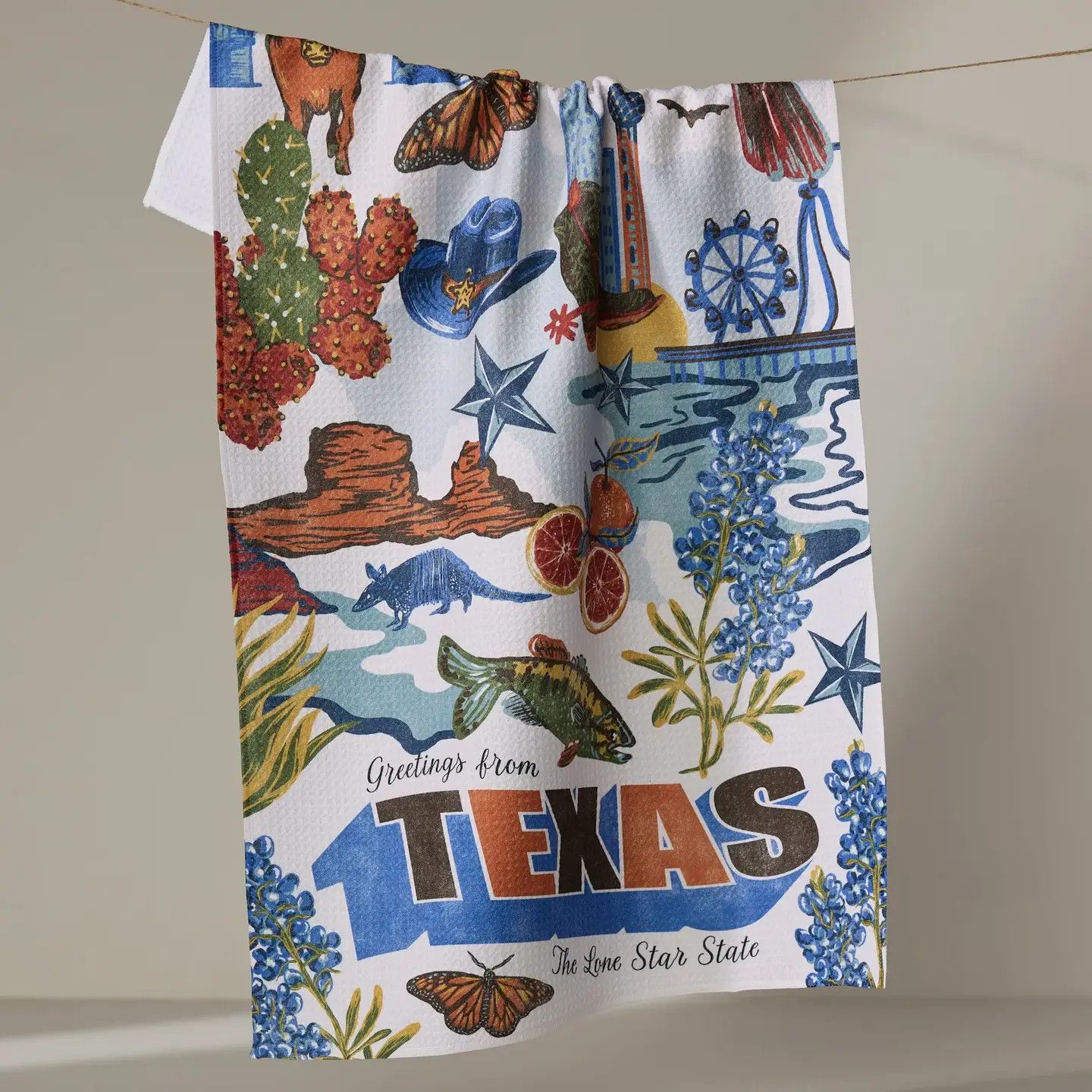 Greetings from Texas Tea Towel