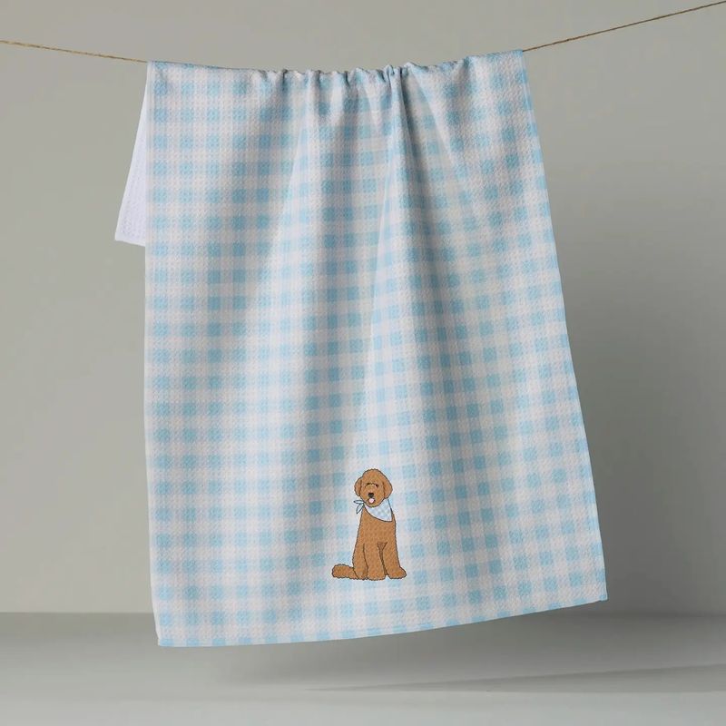 Gingham Doodle Tea Towel