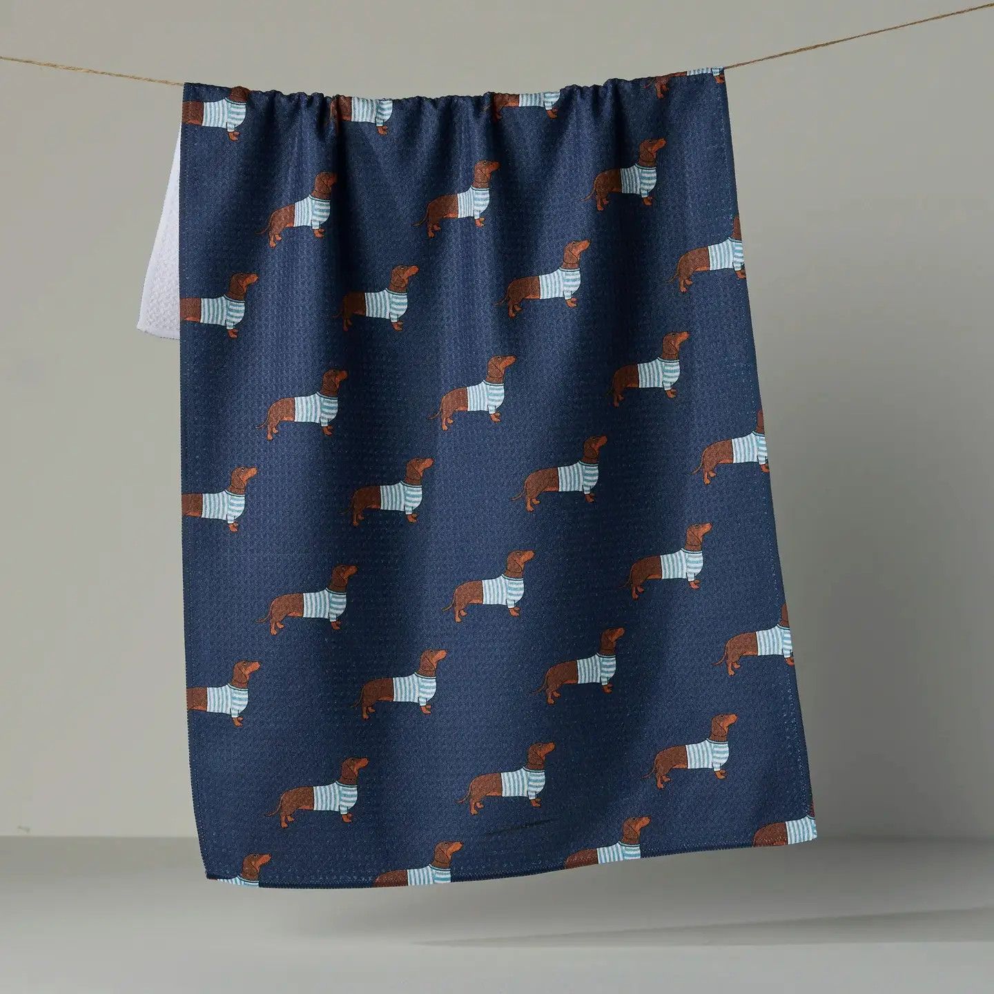 Coastal Dachshund Tea Towel