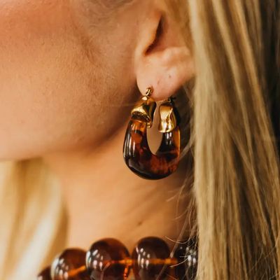 Rizzo Resin Chunky Hoops-Tortoise