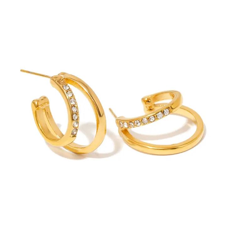 Stole the Show Crystal Double Hoop Earring