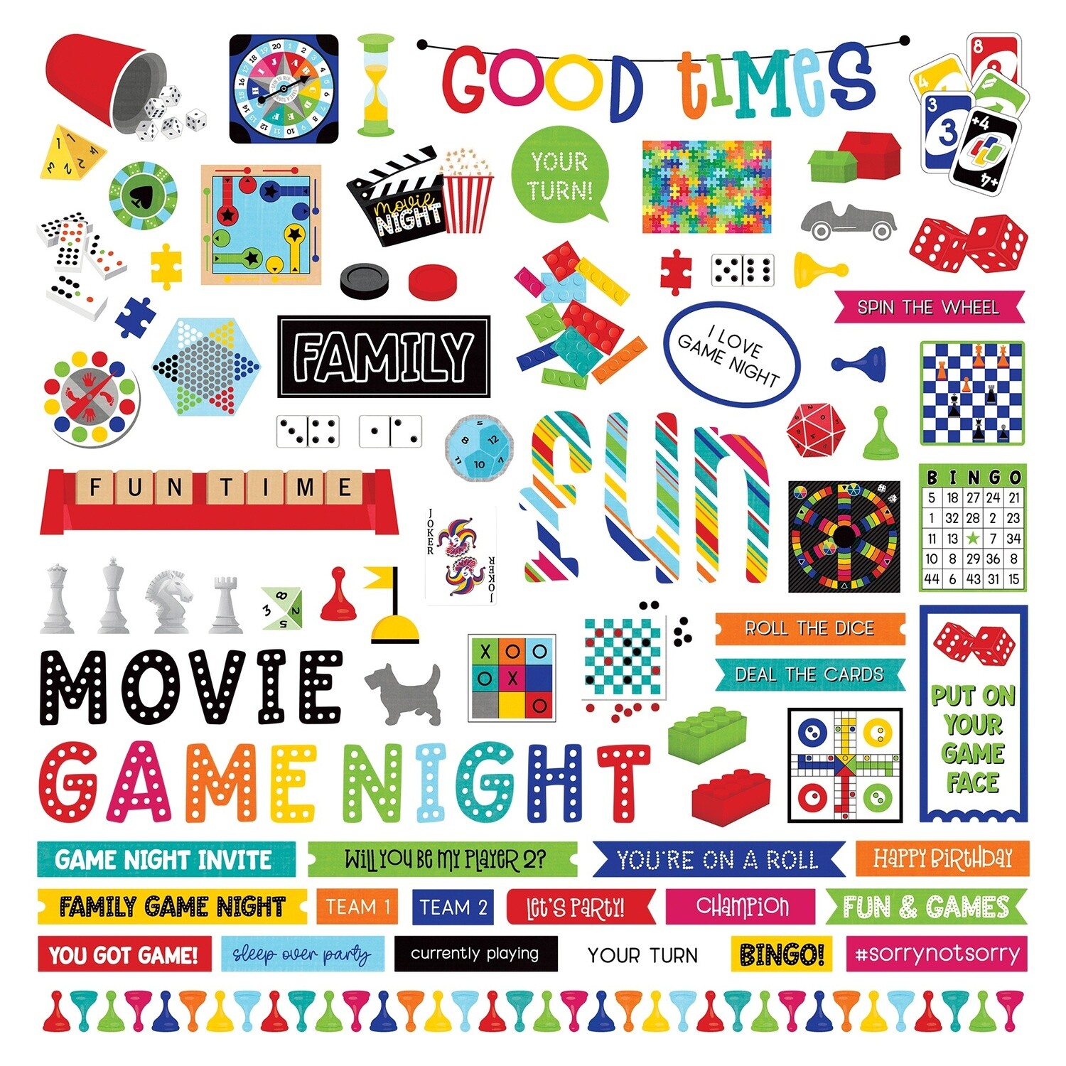 12x12 Sticker Sheet - Family Fun Night Collection