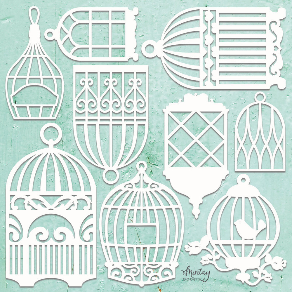 Birdcages Set - Mintay Chippies Chipboard