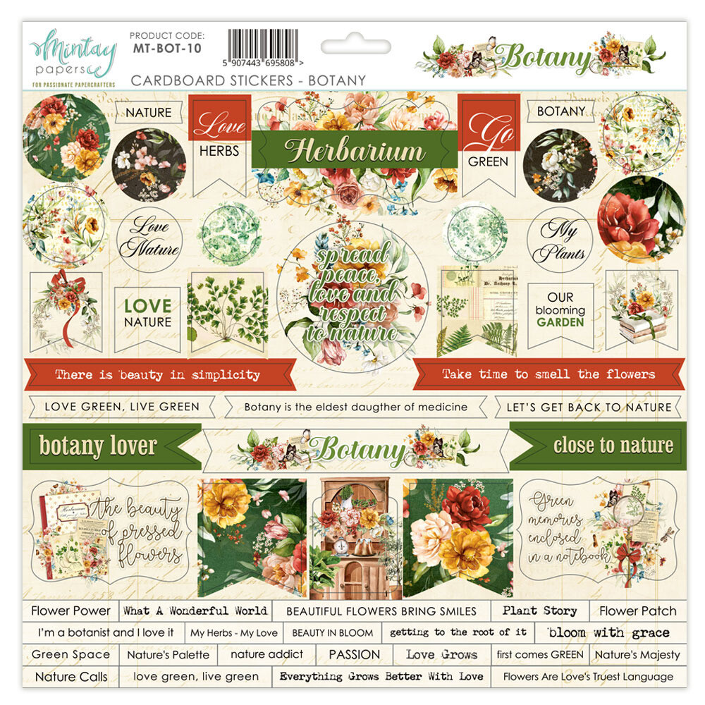 12x12 Chipboard Stickers - Botany Collection
