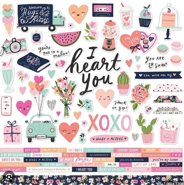 12x12 Sticker Sheet - Happy Hearts Collection