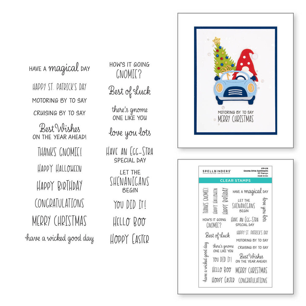 Gnome Drive Sentiments - Stamp Set