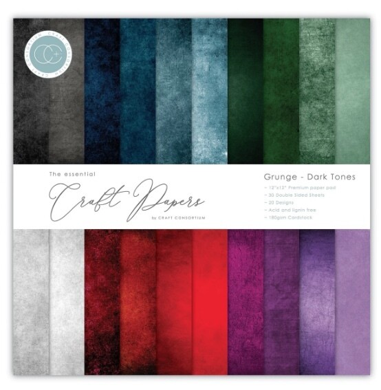 12x12 Paper Pad - Grunge - Dark Tones - Essential Craft Papers
