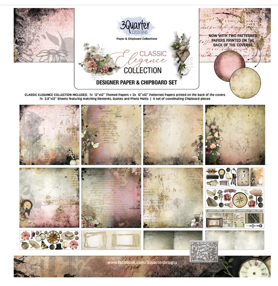 12x12 Designer Paper &amp; Chipboard Set - Classic Elegance Collection