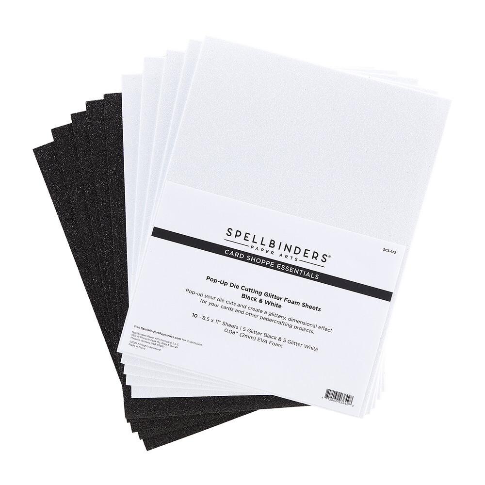 Black and White - Pop-up Die Cutting Glitter Foam Sheets