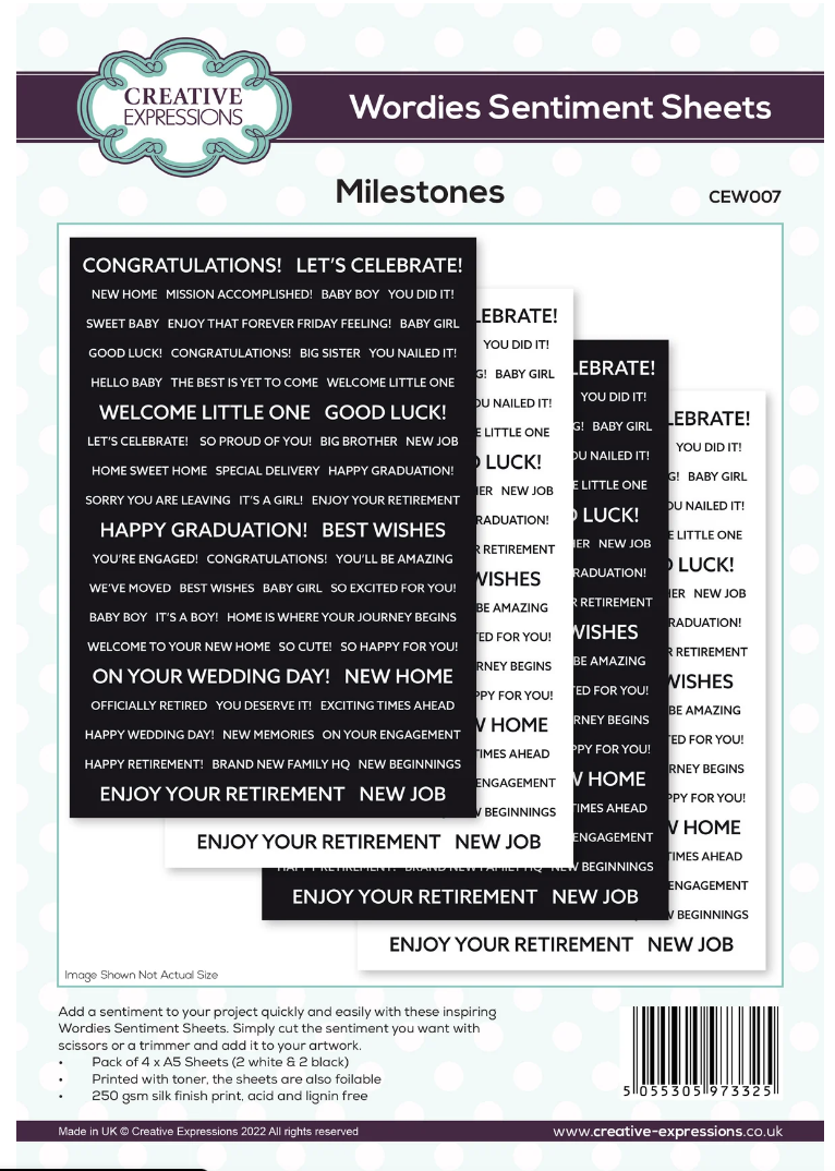 Milestones - Wordies Sentiment Sheets