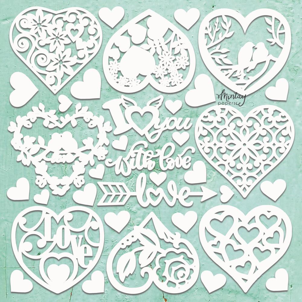 My Heart Set - Mintay Chippies Chipboard