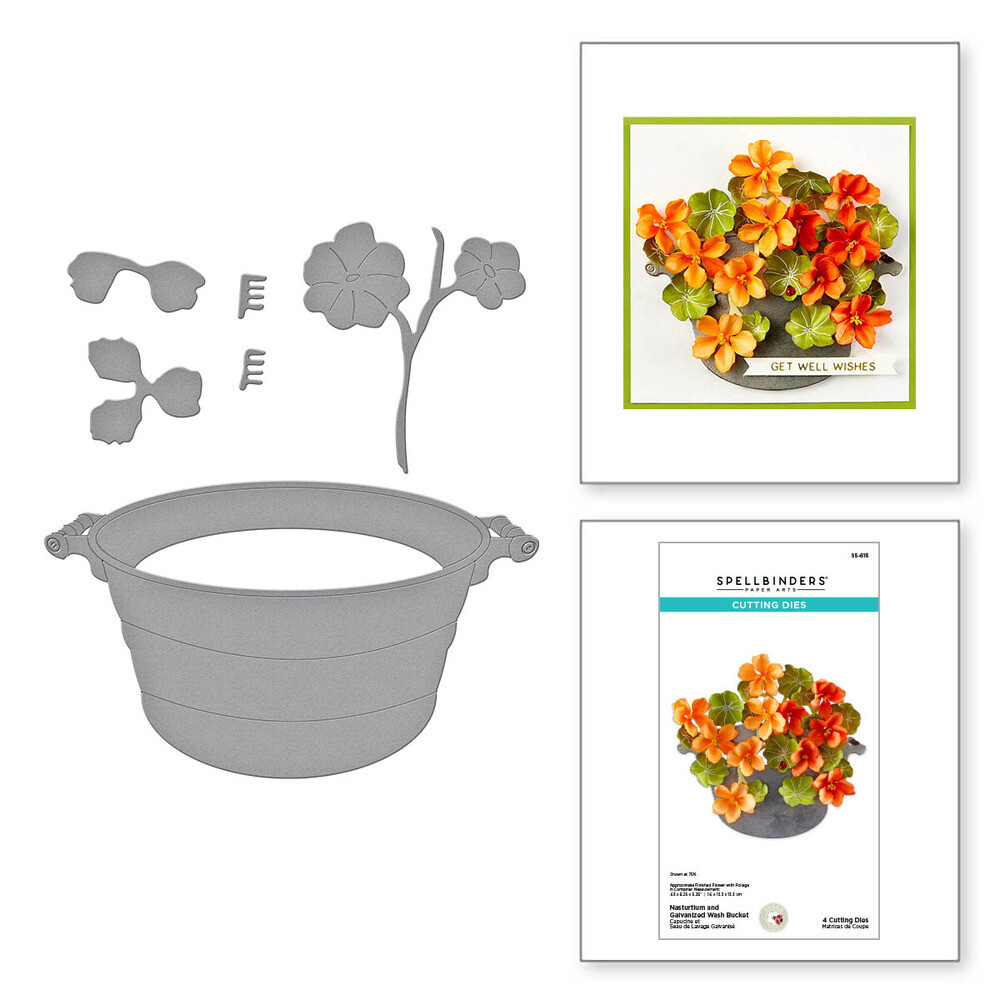 Nasturtium and Galvanized Wash Bucket - Die Set