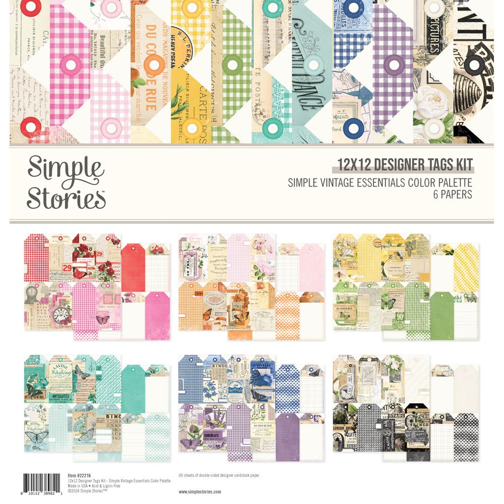 12x12 Designer Tags Kit - Simple Vintage Essentials Color Palette Collection