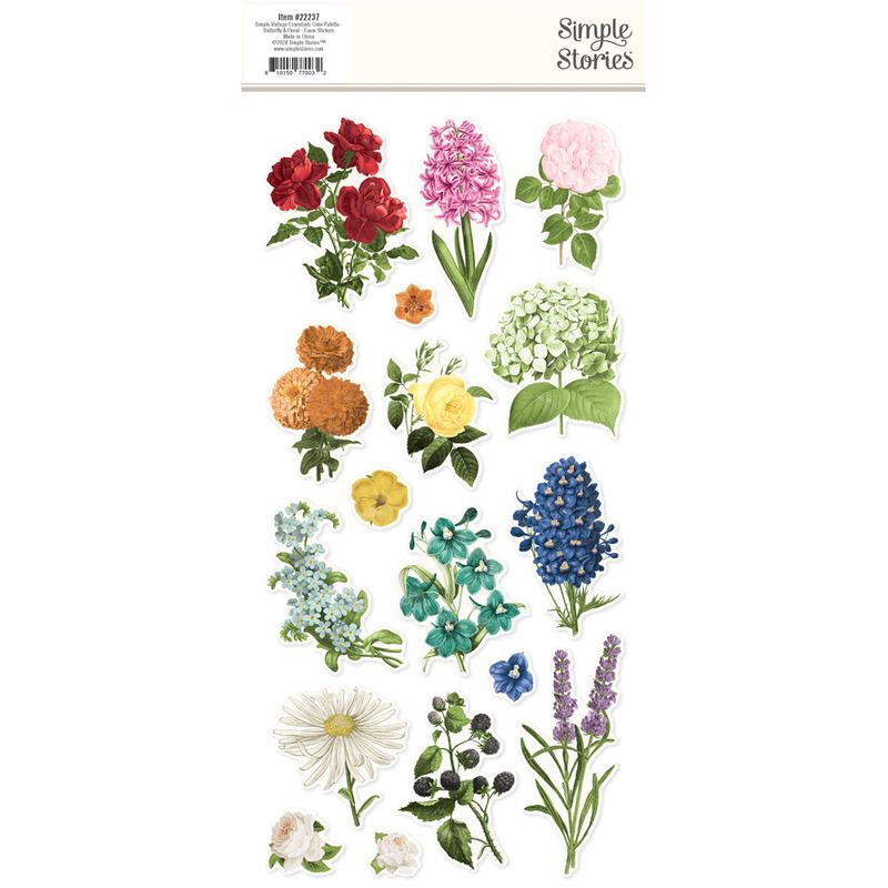 Butterfly &amp; Floral - Foam Stickers - Simple Vintage Essentials Color Palette Collection