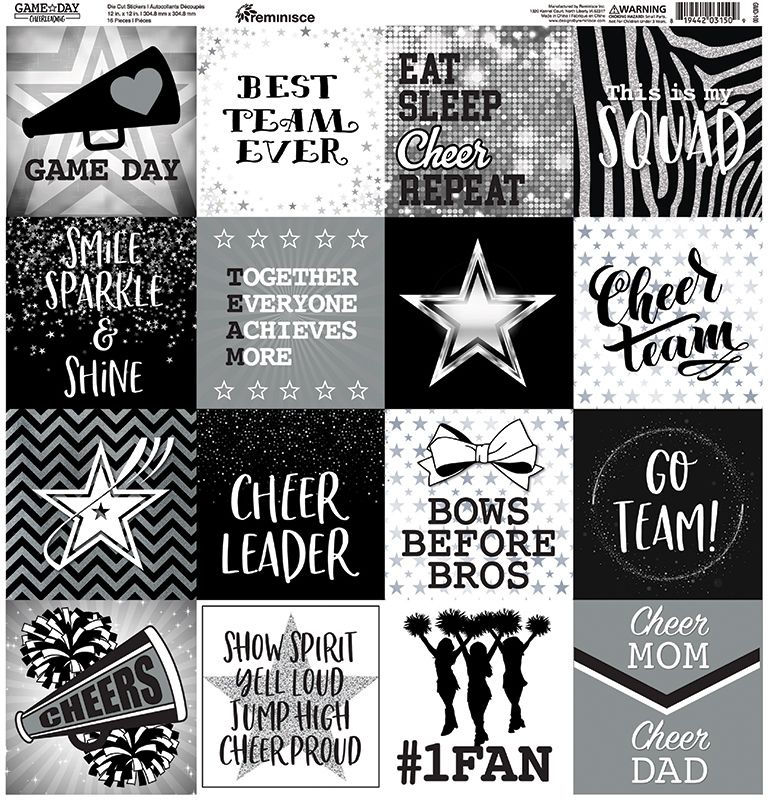 12x12 Sticker Sheet - Game Day Cheerleading