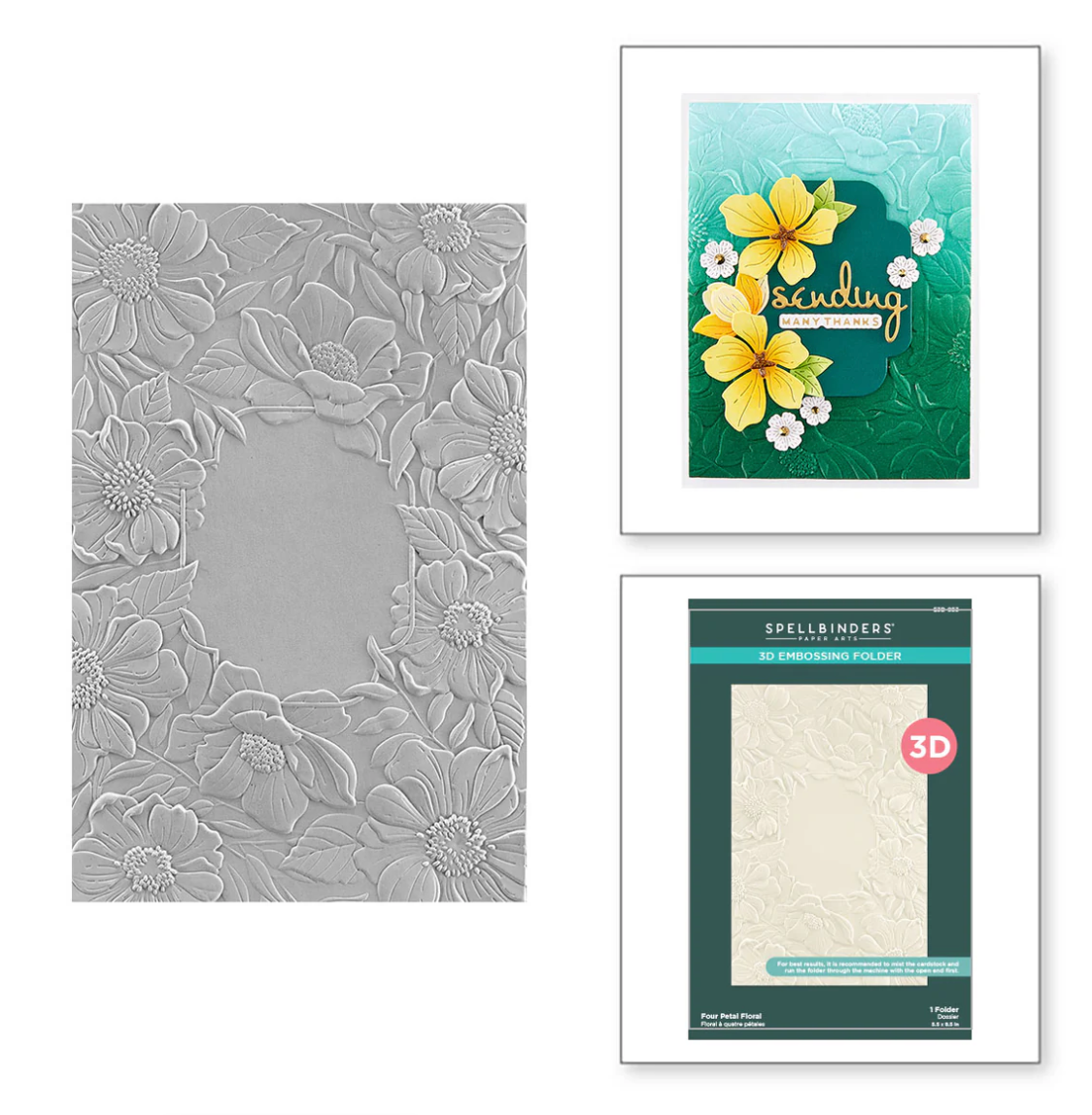 Four Petal Floral - 3D Embossing Folder