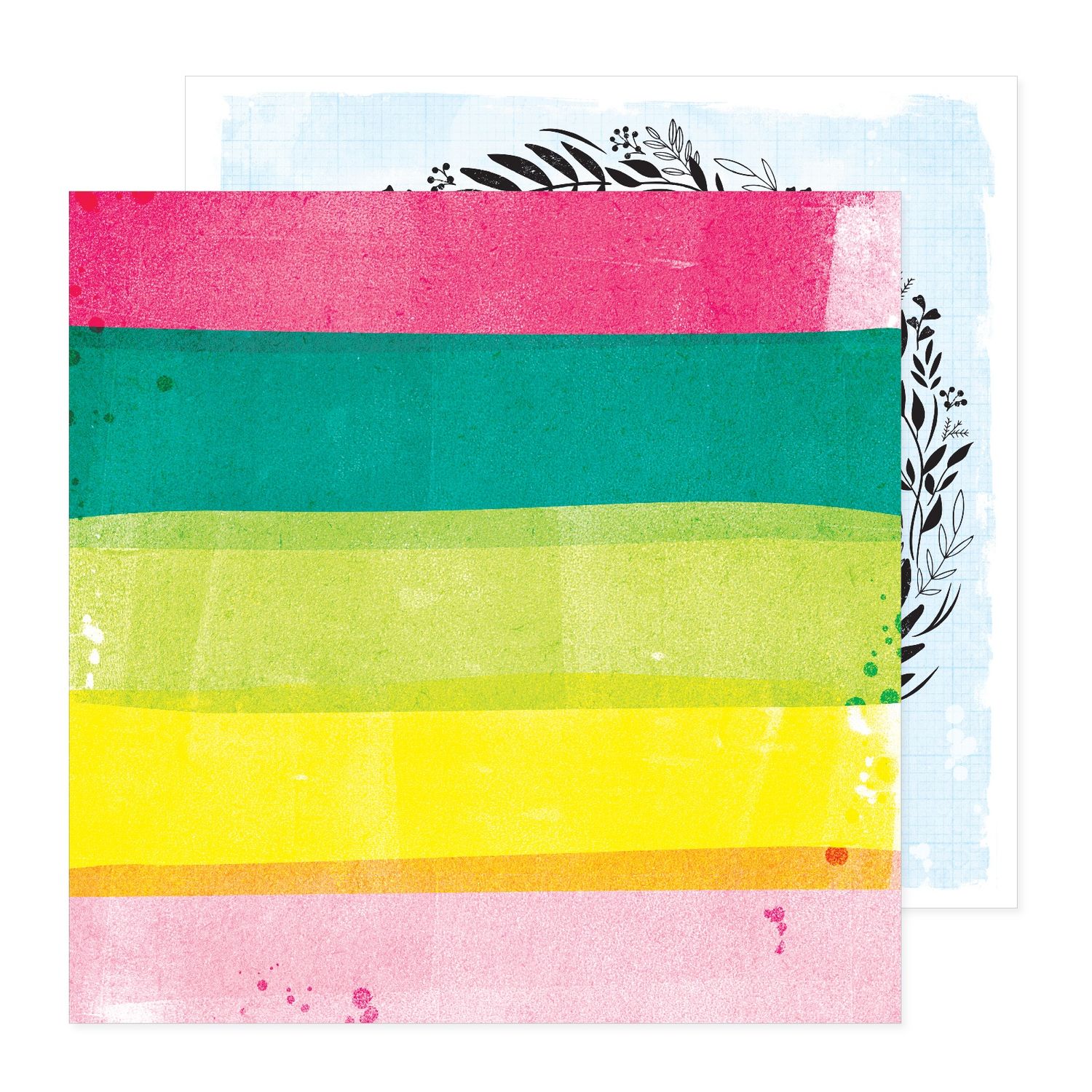 12x12 Double-Sided Paper - Rainbow Stripes - Bold And Bright Collection