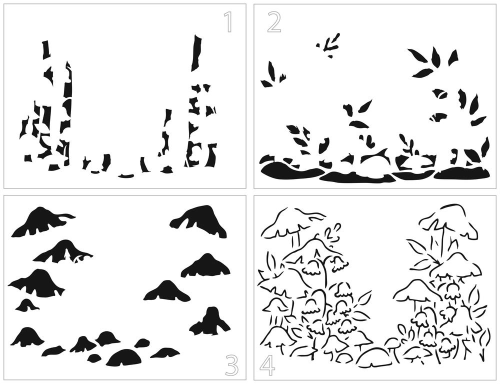 Layered Mushroom Forest - A2 Layering Stencil