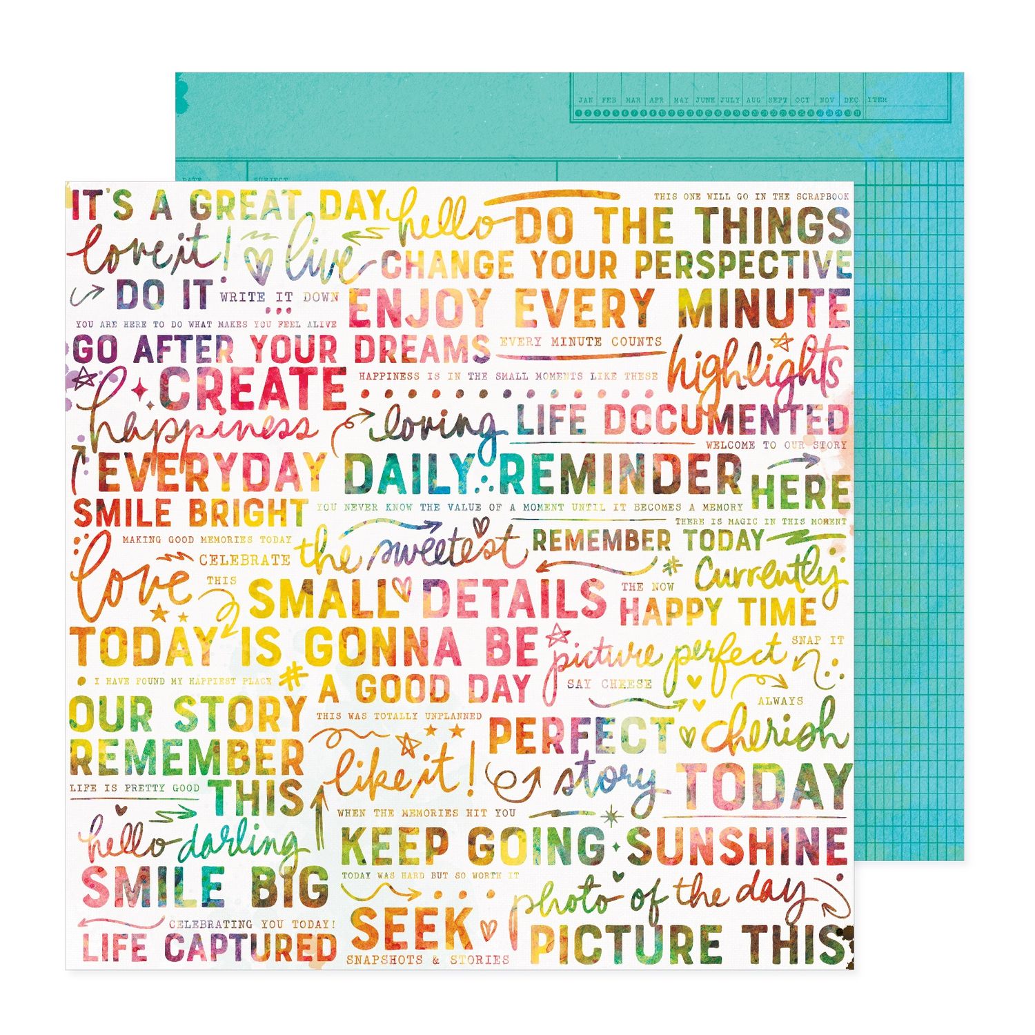 12x12 Double-Sided Paper - Daily Reminder - Bold And Bright Collection