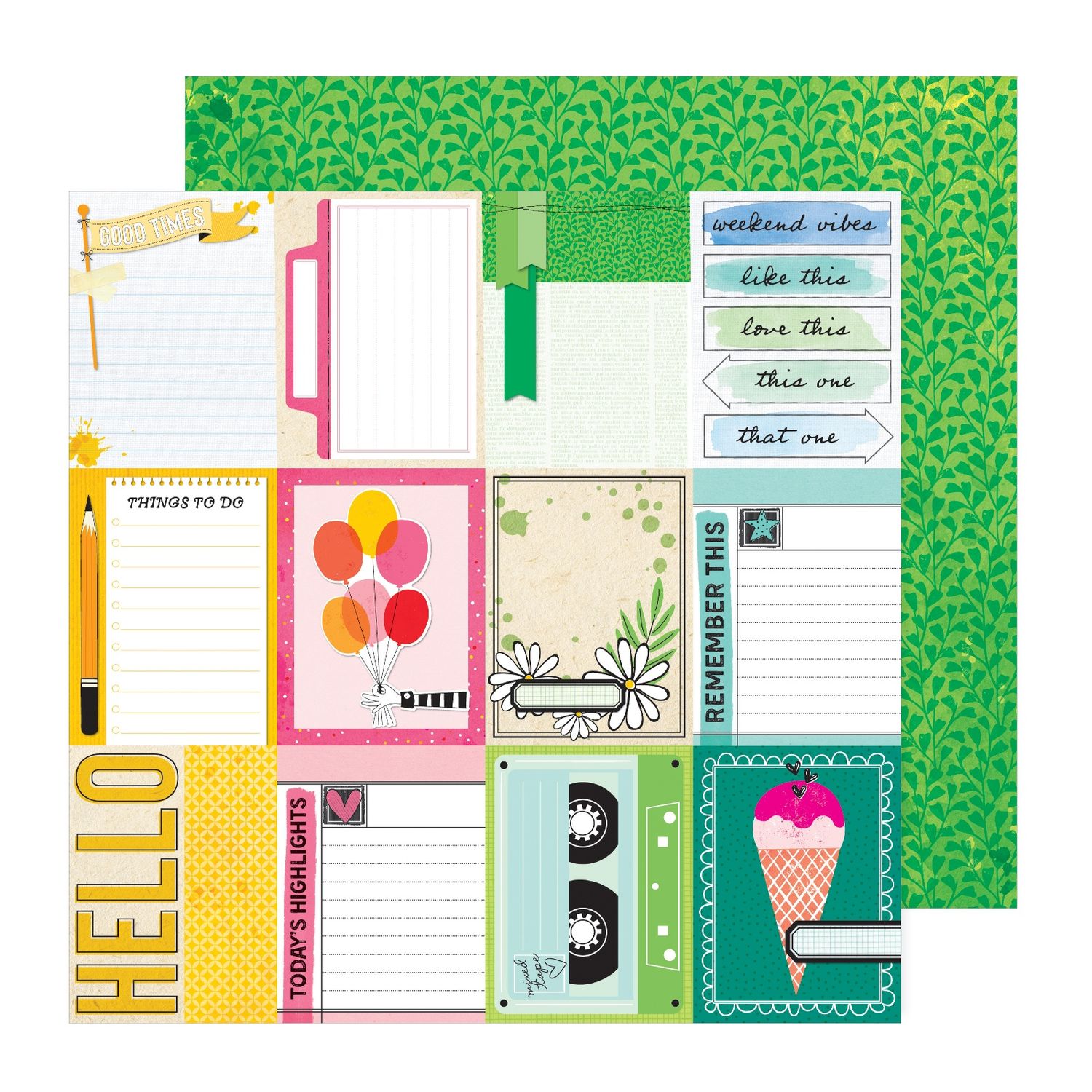 12x12 Double-Sided Paper -  3x4 Tags - Bold And Bright Collection