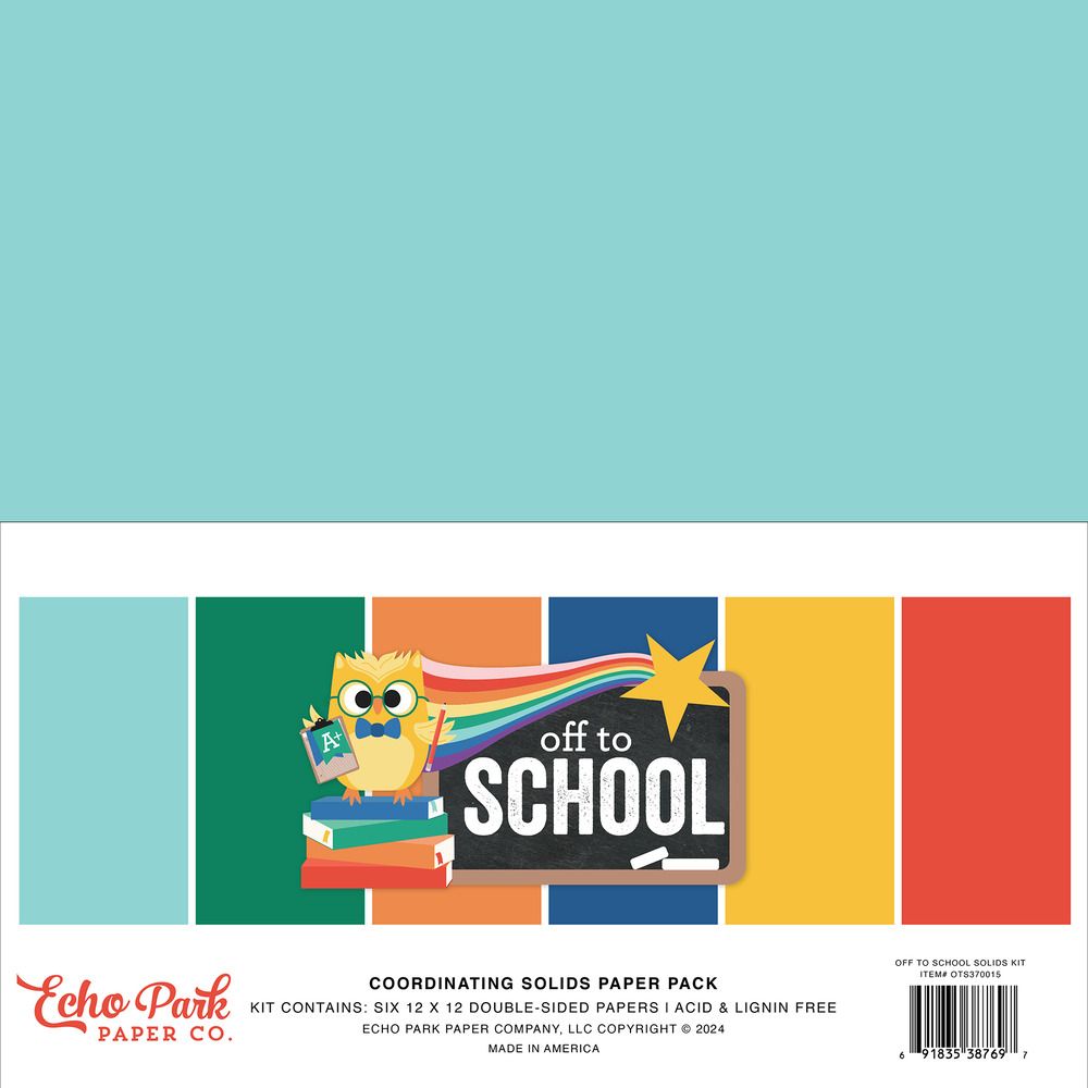 12x12 Coordinating Solids Paper Pack - Off to School Collection