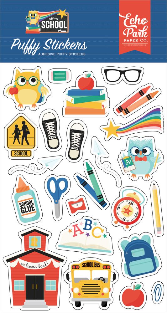 Puffy Stickers - Off to School Collection
