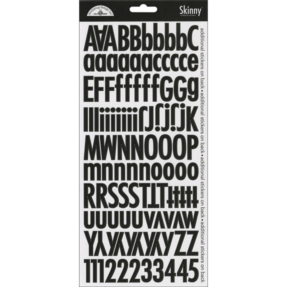 Beetle Black - Skinny - Cardstock Alphabet Stickers