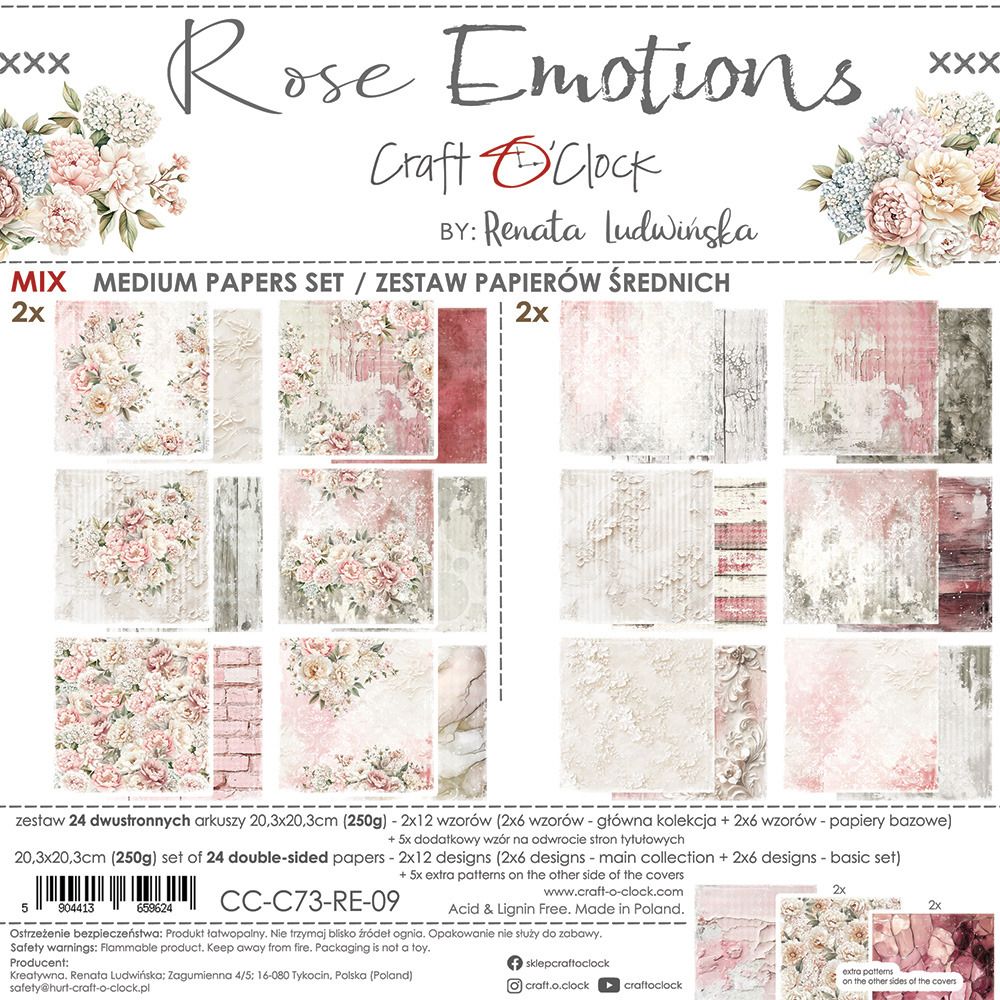 8x8 Mix Paper Pad - Rose Emotion Collection