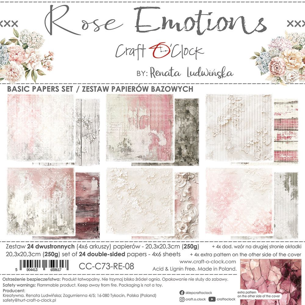 8x8 Basics Paper Pad - Rose Emotion Collection