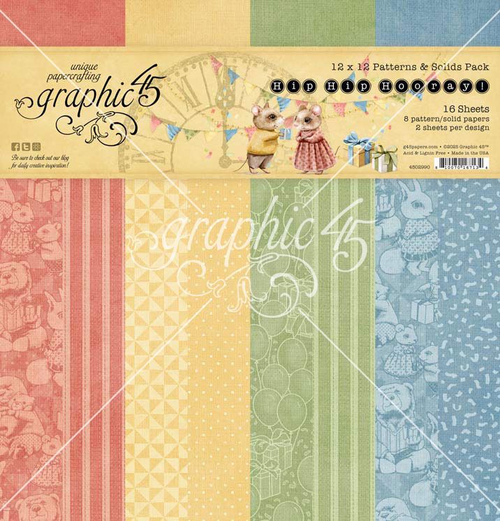12x12 Patterns &amp; Solids Paper Pack - Hip Hip Hooray Collection