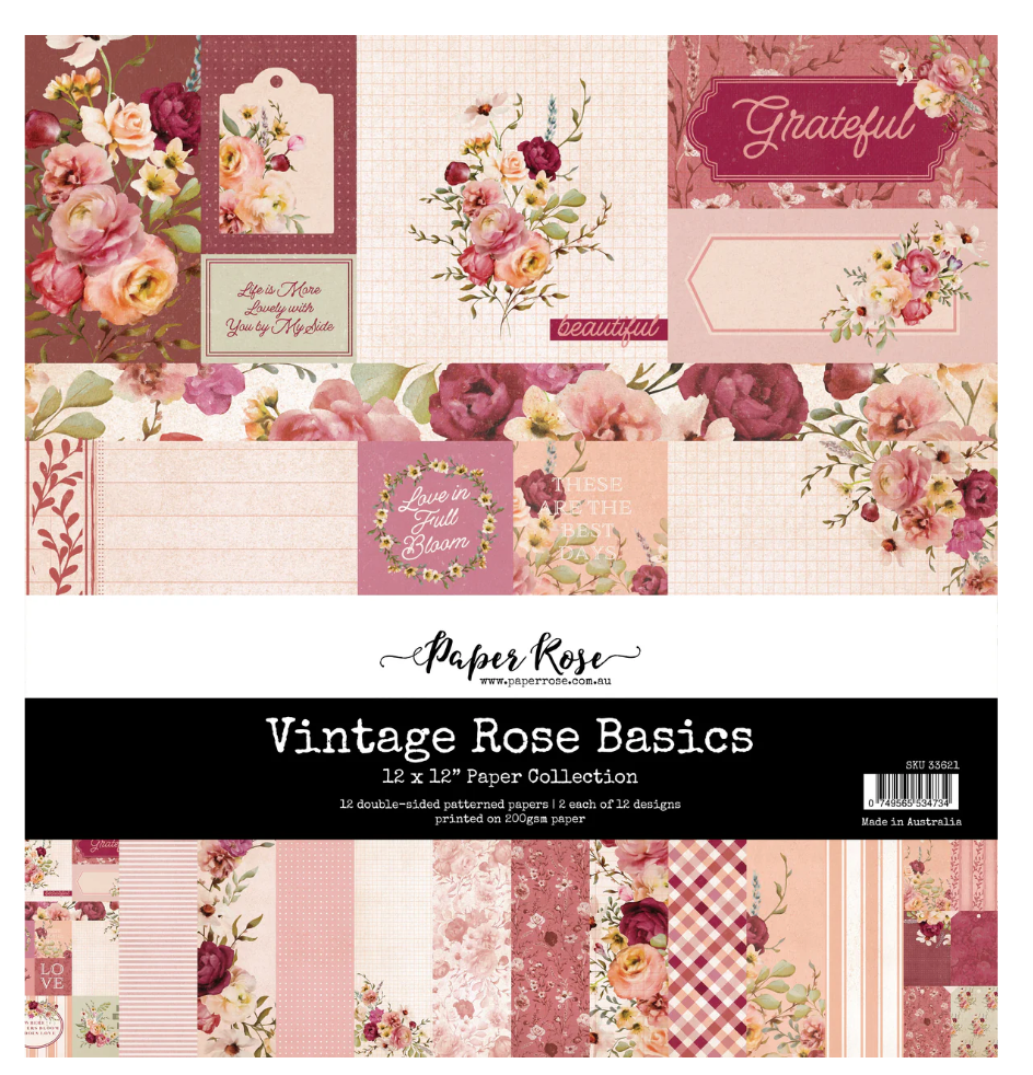 12x12 Paper Collection - Vintage Rose Basics Collection