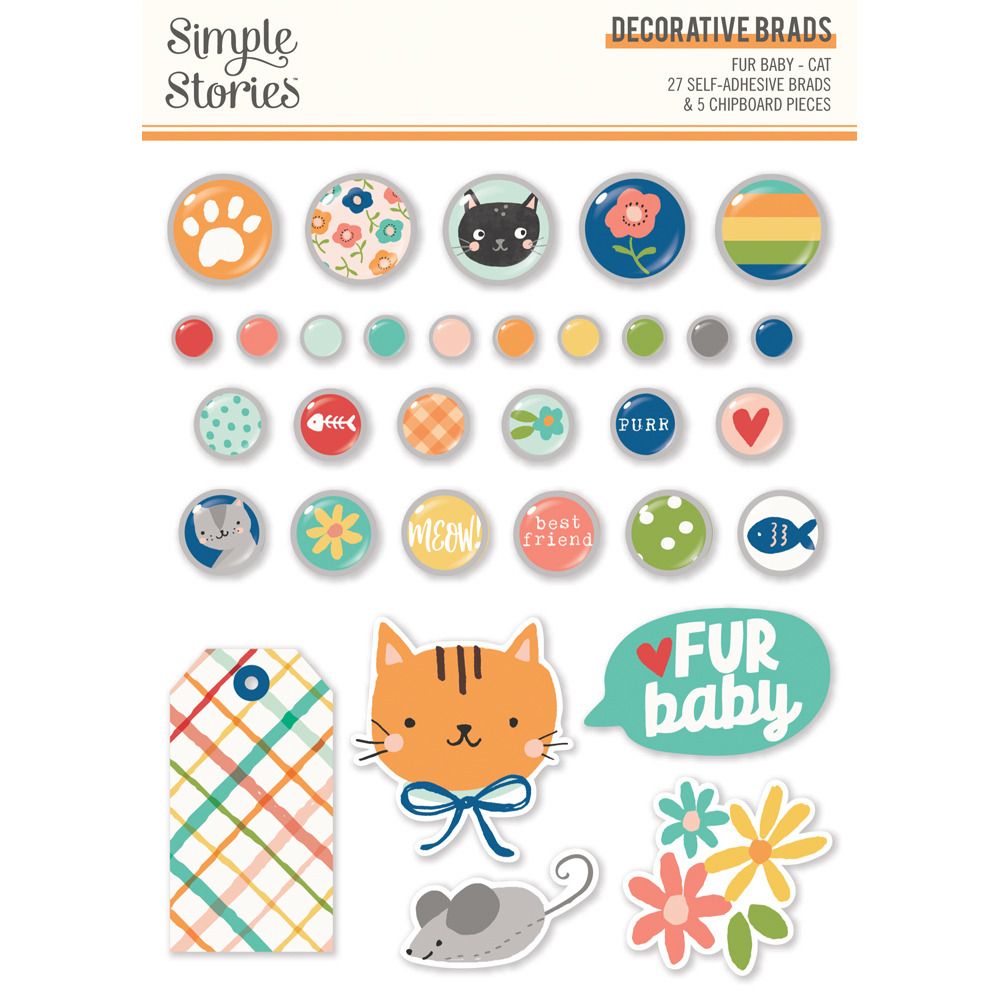 Decorative Brads - Fur Baby Cat Collection