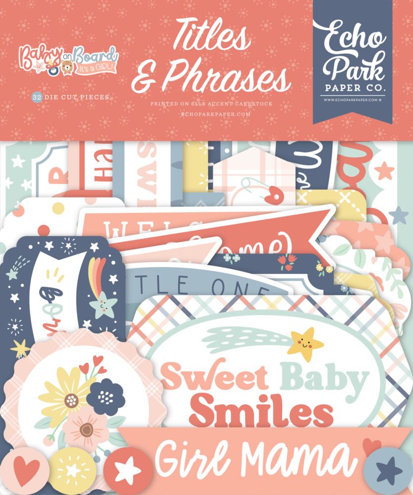 Titles &amp; Phrases - Baby on Board Girl Collection