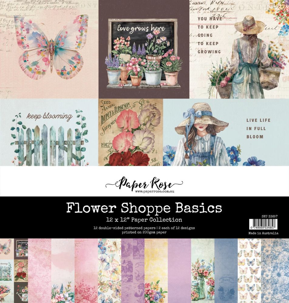 12x12 Paper Pack - Flower Shoppe Basics Collection