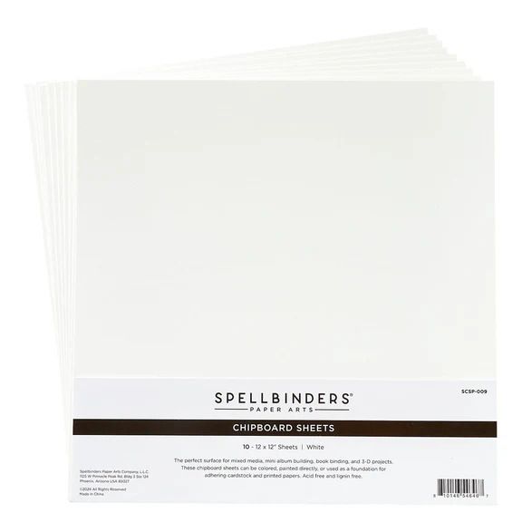 12x12 - White - Chipboard Sheet Pack