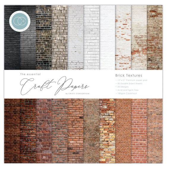 12x12 Paper Pad - Brick Textures - Essential Craft Papers