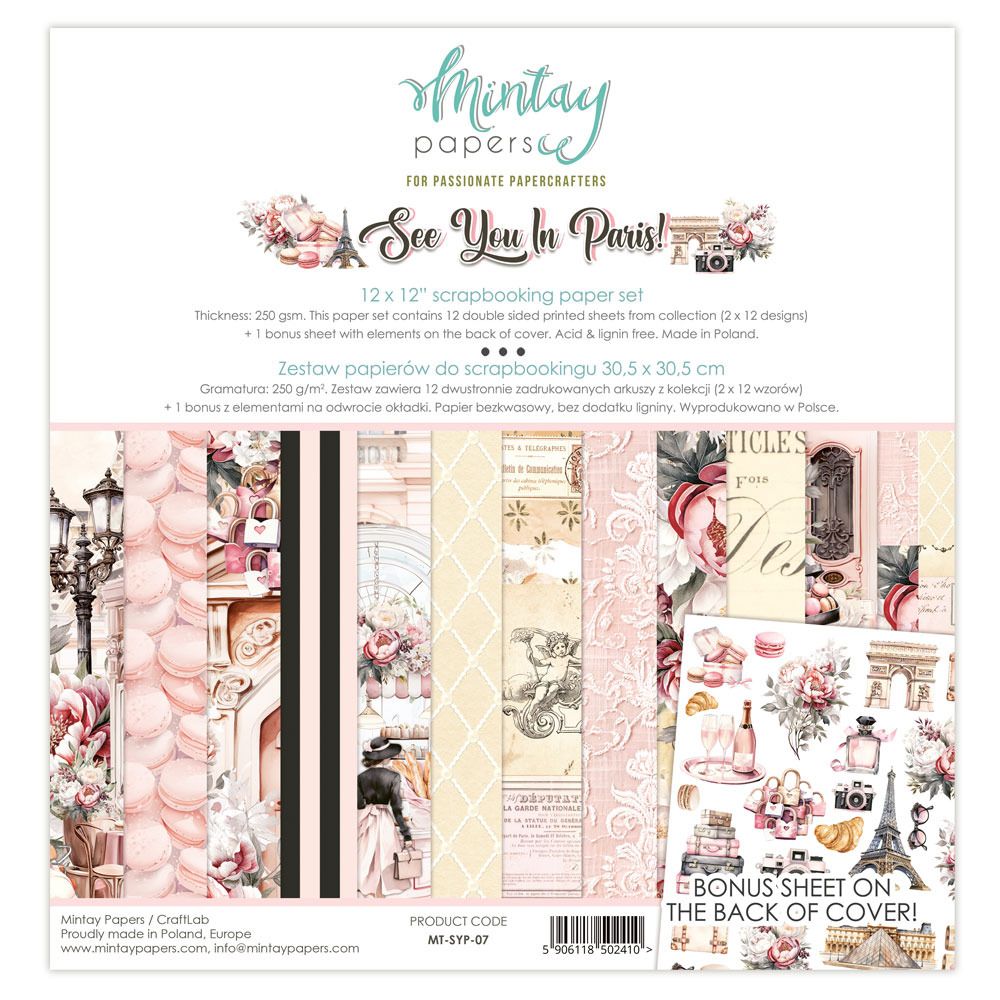12x12 Paper Set - See You In Paris Collection