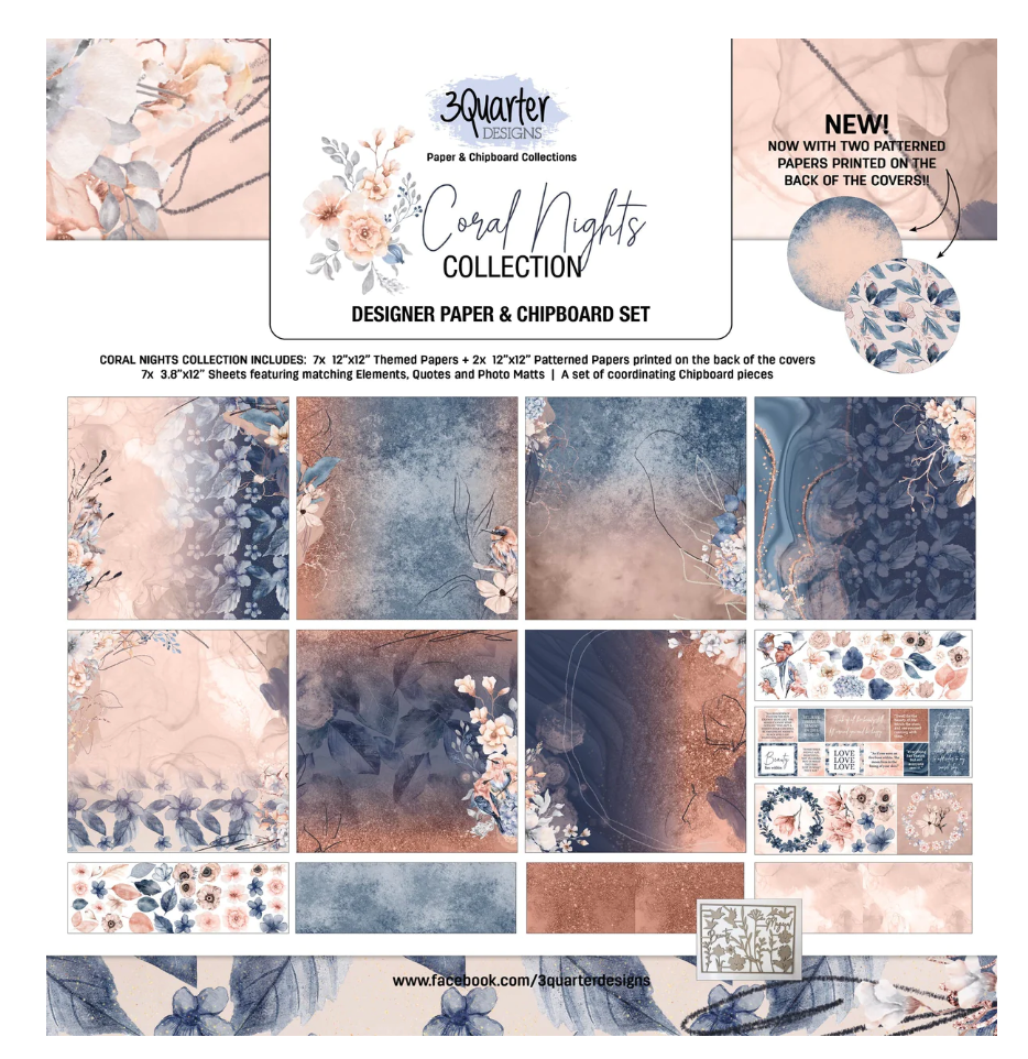 12x12 Designer Paper &amp; Chipboard Set - Coral Nights Collection