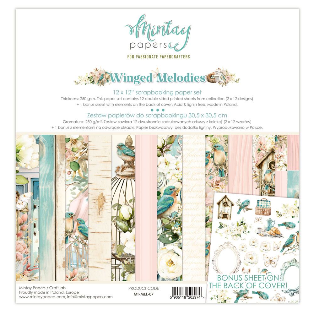 12x12 Paper Set - Winged Melodies Collection