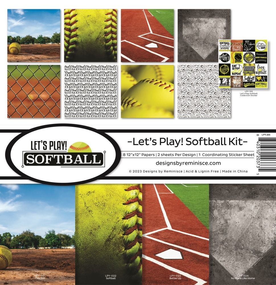 12x12 Paper Kit - Let&#39;s Play! Softball Collection
