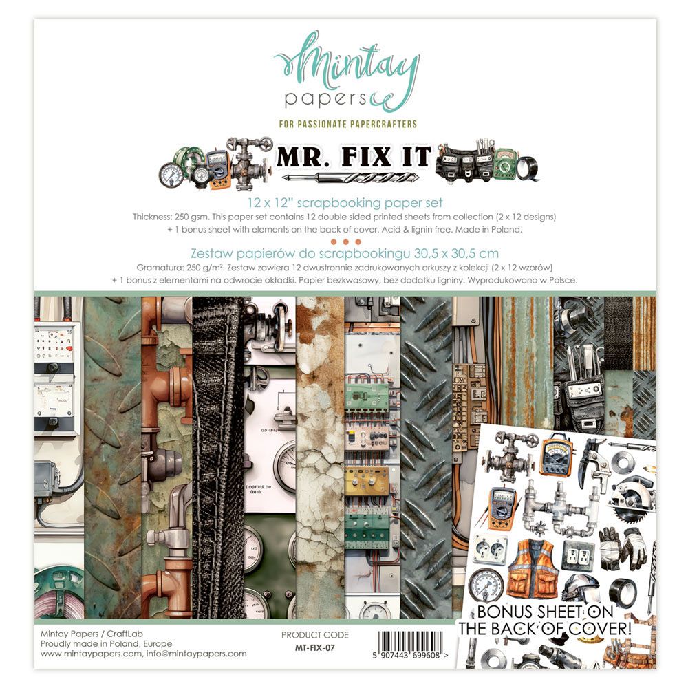 12x12 Paper Set - Mr. Fix It Collection