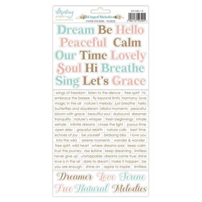 6x12 Paper Stickers - Words - Winged Melodies Collection