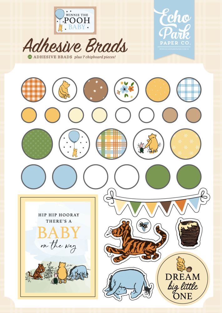 Adhesive Brads - Winnie the Pooh Baby Collection