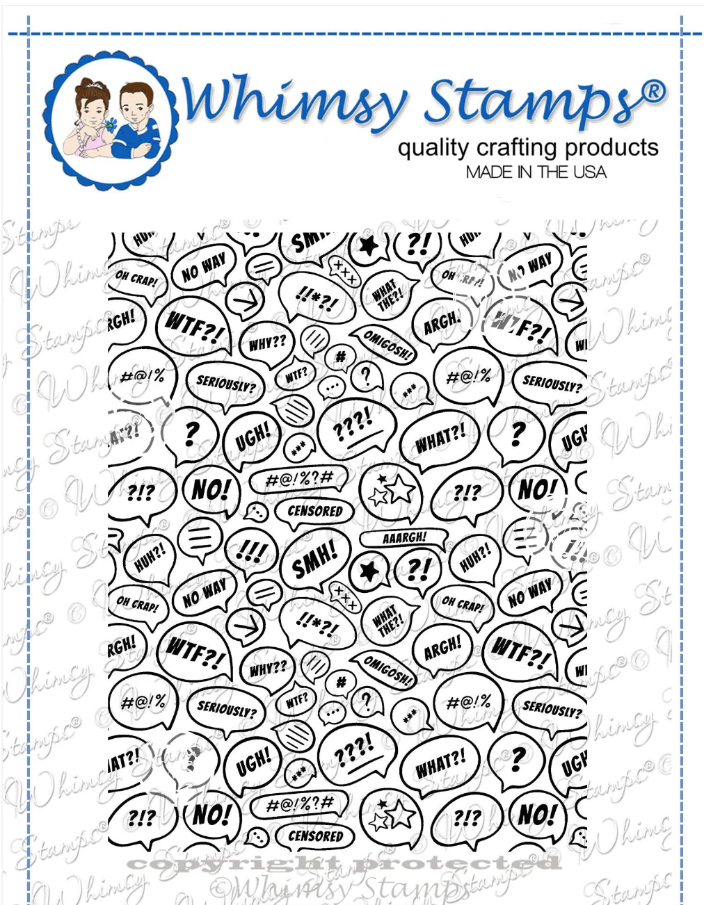 WTF?! - Background Rubber Cling Stamp