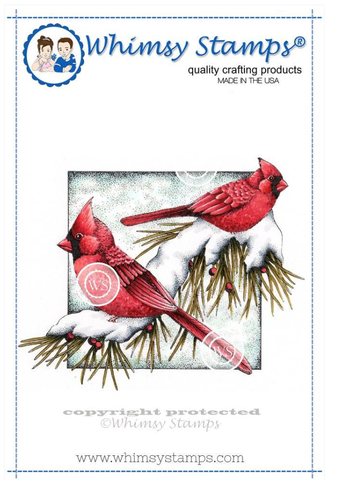 Winter Cardinals - Rubber Cling Stamp